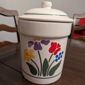 Vintage Nina Treasure Craft Floral Ceramic Canister with Lid